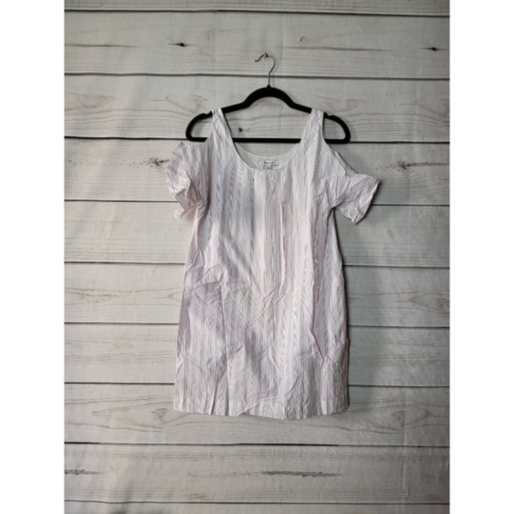 Madewell Womens Blouse White Red Stripe Cold Short Sleeve Scoop Neck‎ Lined XS